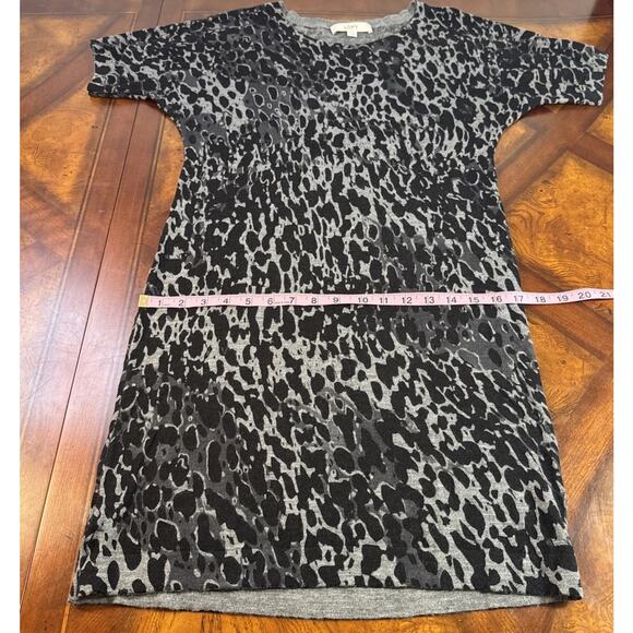 Loft Gray Black Animal Print 100% Wool Knit Sweater Dress Size M Mobwife - Picture 12 of 14